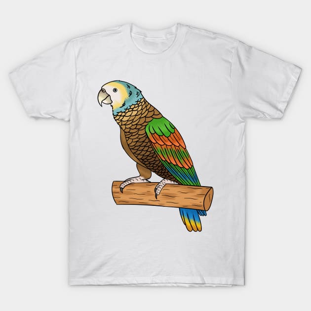 Saint Vincent amazon bird cartoon illustration T-Shirt by Cartoons of fun